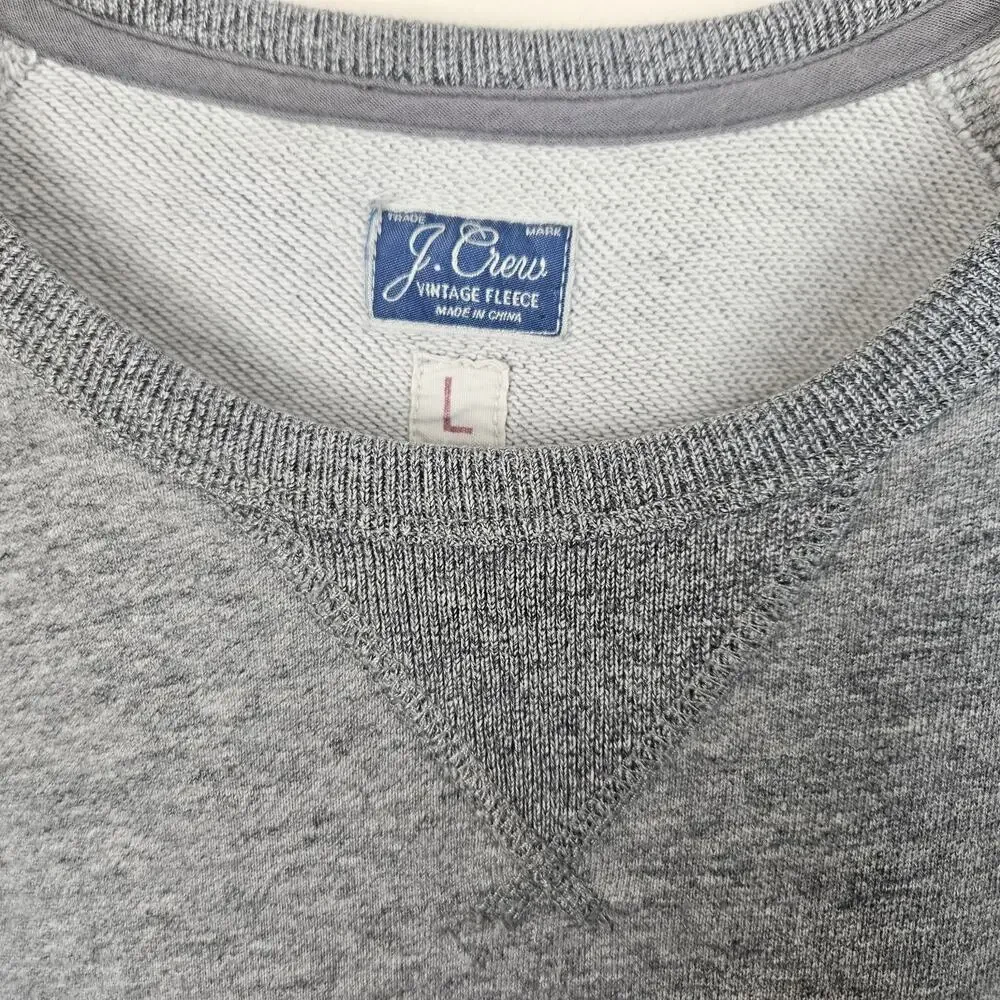 J Crew Vintage Sweatshirt Mens Large Heather Gray Fleece Crewneck Pullover 90s
